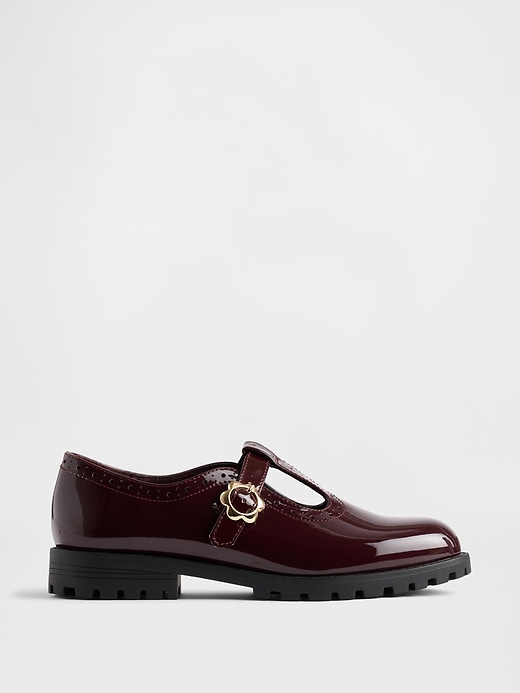 1 of 8 showing, with the color Burgundy of product Kids T-Strap Loafers