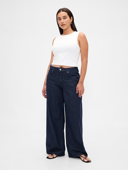 Image number 1 showing, Curvy Mid Rise UltraSoft Baggy Jeans