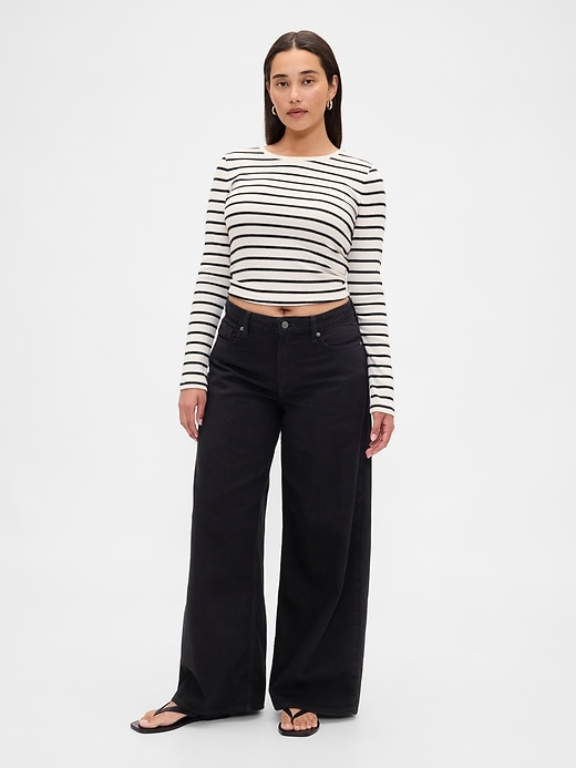 Image number 1 showing, Curvy Mid Rise UltraSoft Baggy Jeans