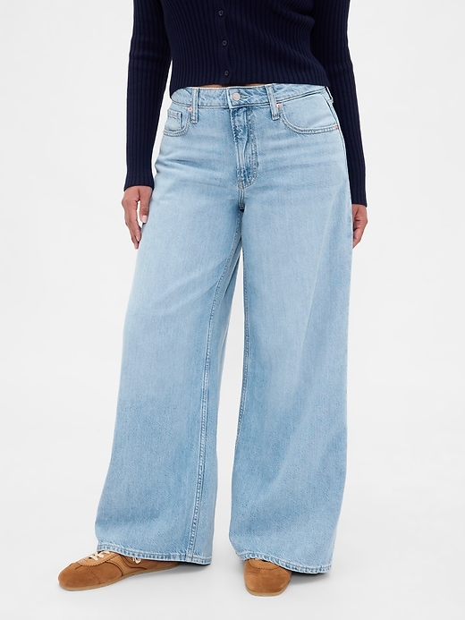 Image number 2 showing, Curvy Mid Rise UltraSoft Baggy Jeans