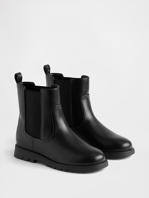 2 of 8 showing, with the color Black of product Kids Vegan Leather Chelsea Boot