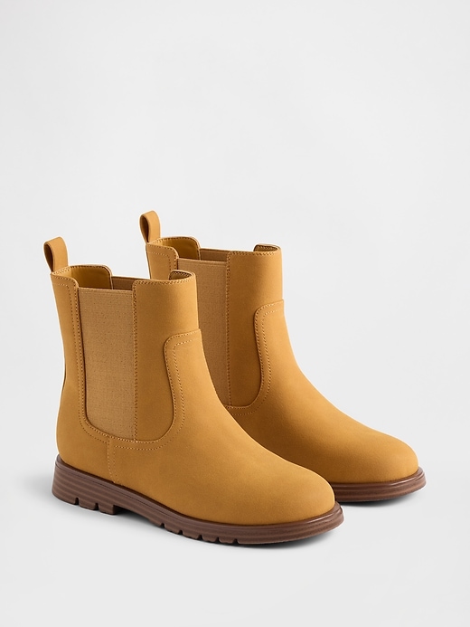 2 of 8 showing, with the color Cognac of product Kids Vegan Suede Chelsea Boots