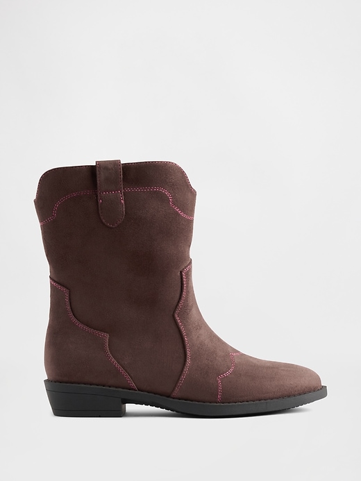 1 of 8 showing, with the color Brown of product Kids Vegan Leather Western Boots
