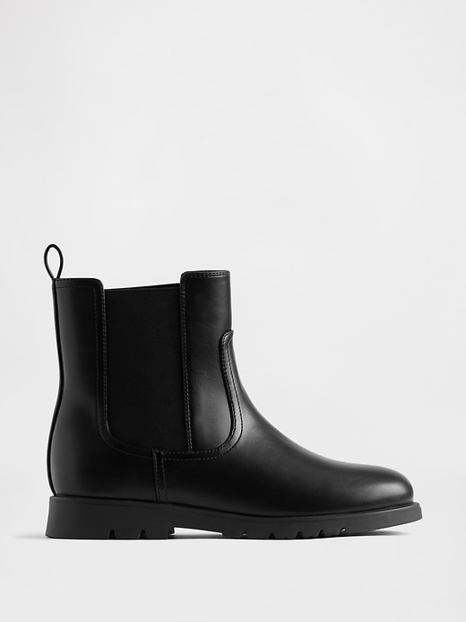 1 of 8 showing, with the color Black of product Kids Vegan Leather Chelsea Boot
