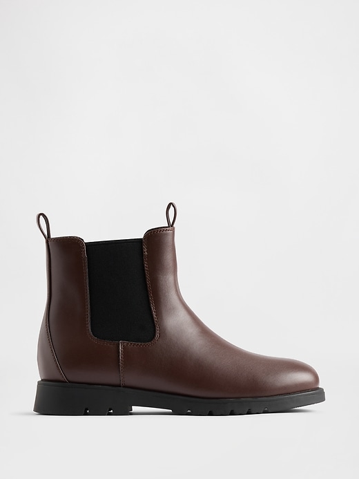 1 of 8 showing, with the color Dark brown of product Kids Vegan Leather Chelsea Boot