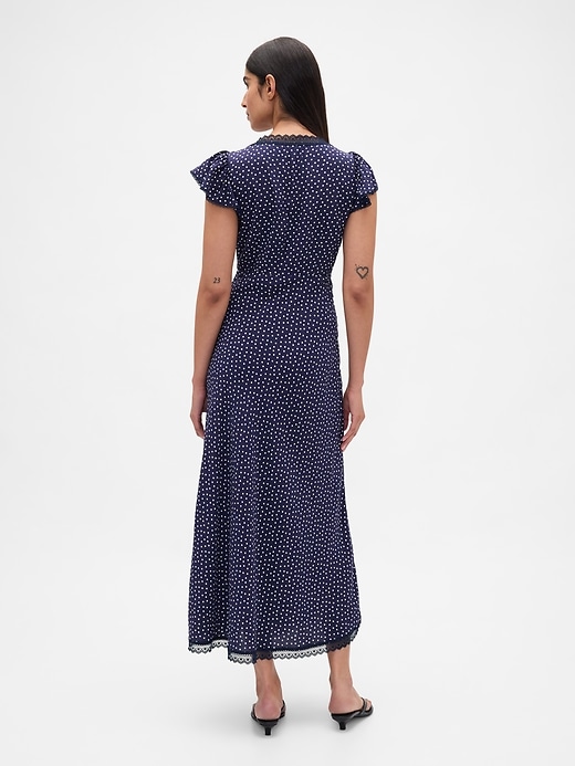 Image number 2 showing, Lace-Trim V-Neck Crepe Maxi Dress
