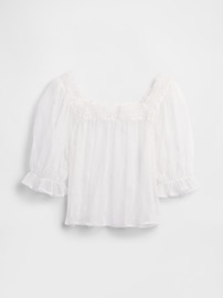 Sheer Tulle Embroidered Top