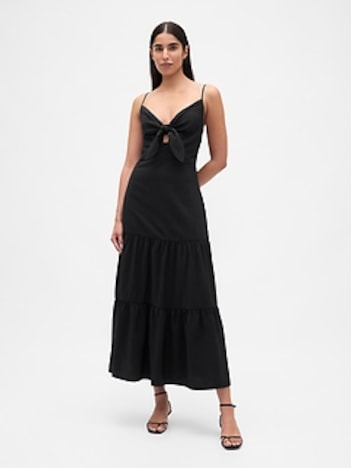 Tie-Front Tiered Maxi Dress