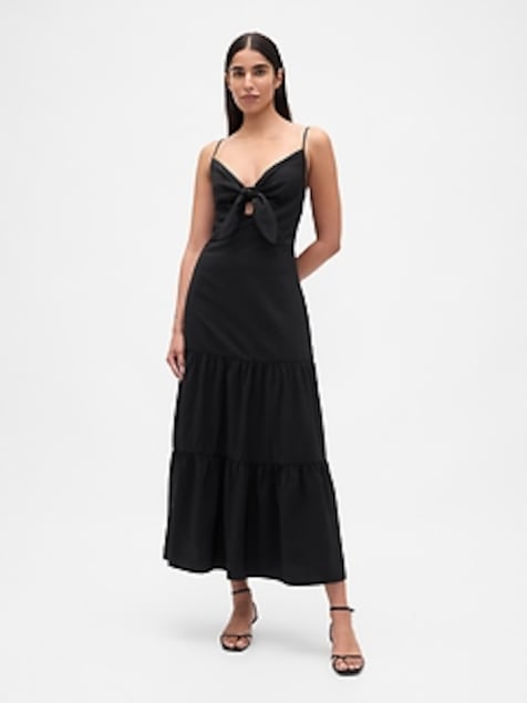 Tie-Front Tiered Maxi Dress