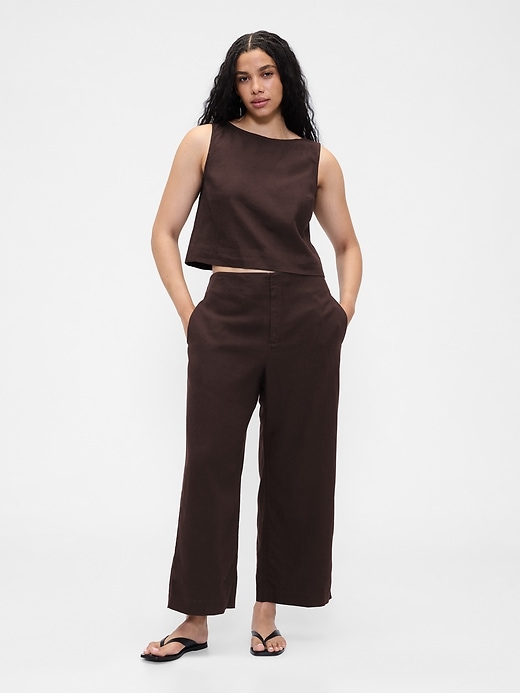 Image number 5 showing, Linen-Blend Relaxed Straight Ankle Pants