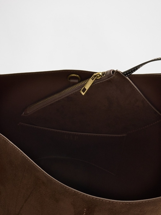 Image number 3 showing, Vegan Suede Bucket Bag