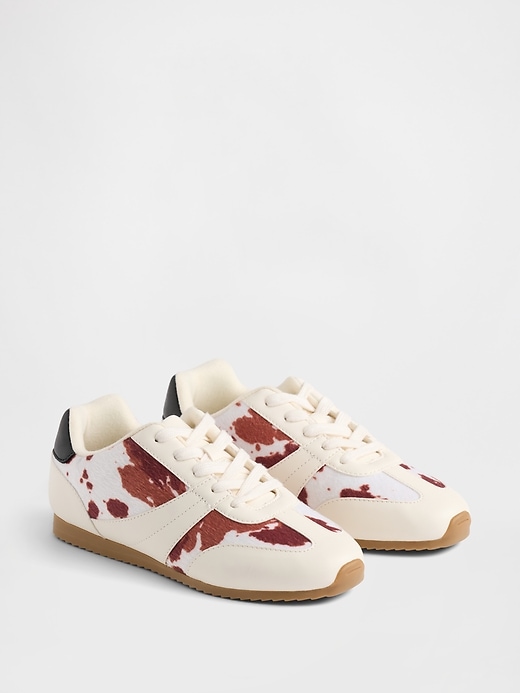Image number 2 showing, Kids Cow Print Sneakers