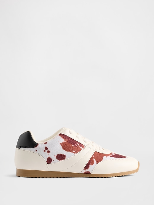 Image number 1 showing, Kids Cow Print Sneakers