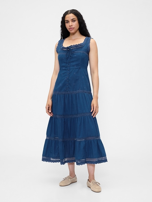 Image number 5 showing, Lace-Trim Tiered Maxi Dress