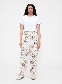 High Rise Floral Barrel Jeans