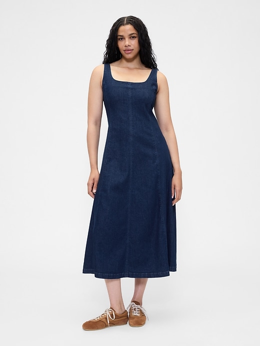 Image number 5 showing, Denim Square-Neck Maxi Dress