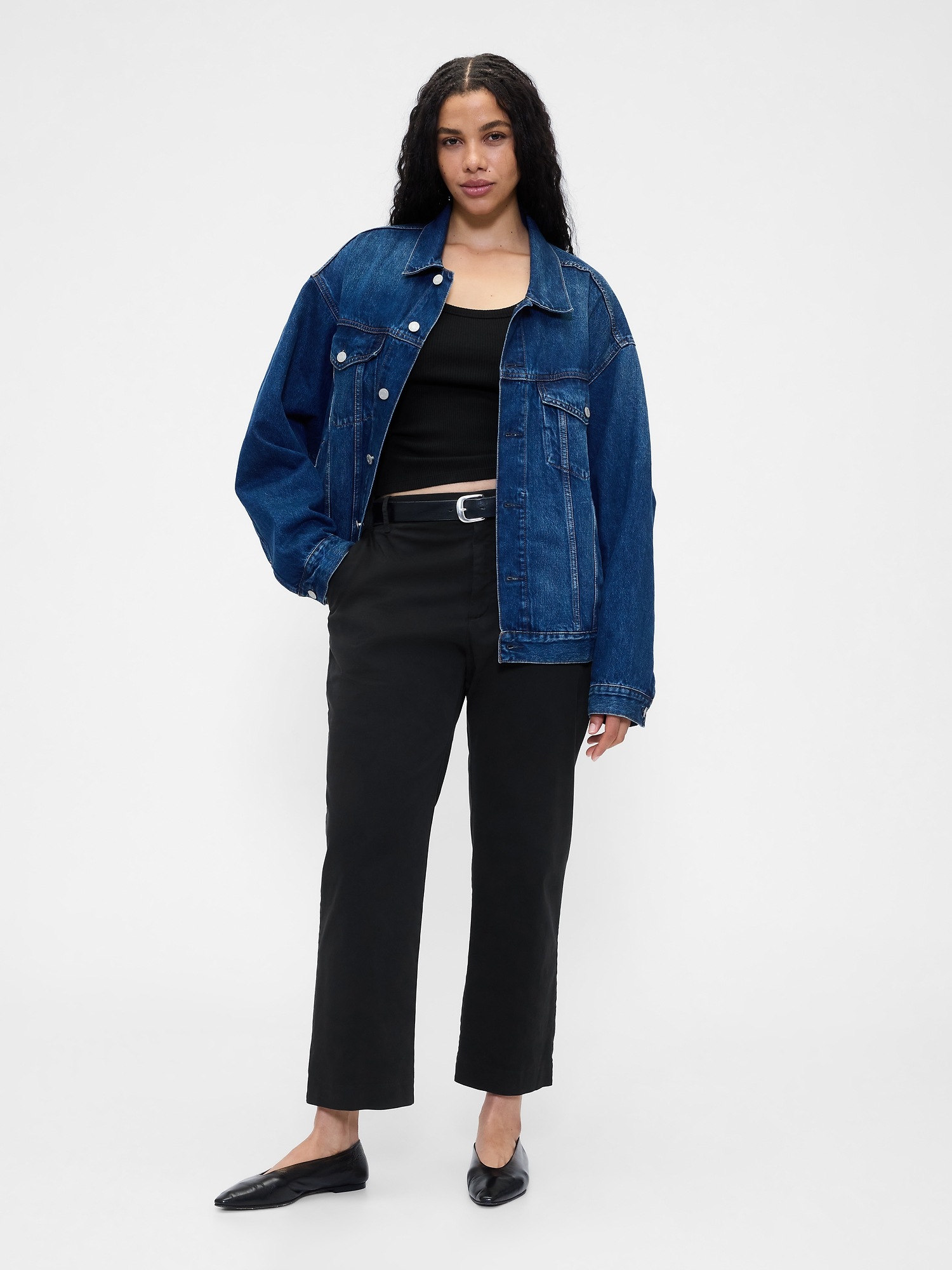 Женские брюки Gap Mid Rise Khakis, цвет: Чёрный — фото 5