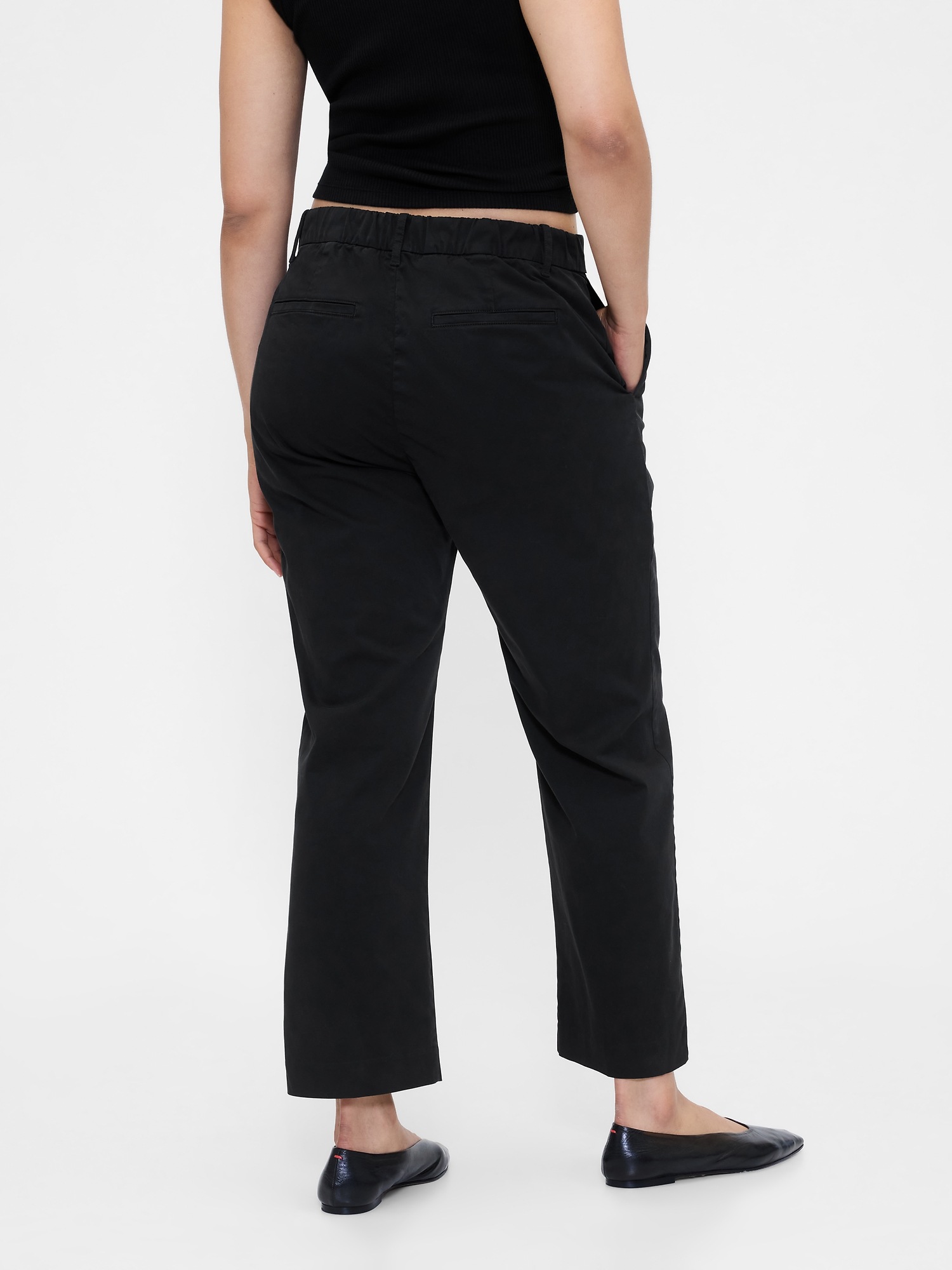 Женские брюки Gap Mid Rise Khakis, цвет: Чёрный — фото 6