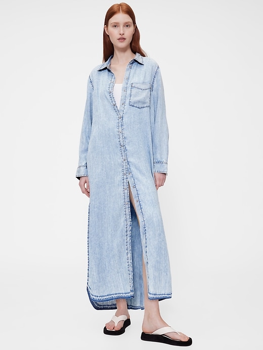 Image number 1 showing, GapStudio Draped Denim Shirtdress