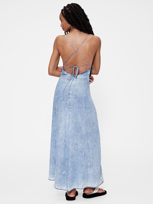 Image number 5 showing, GapStudio Draped Denim Slip Maxi Dress