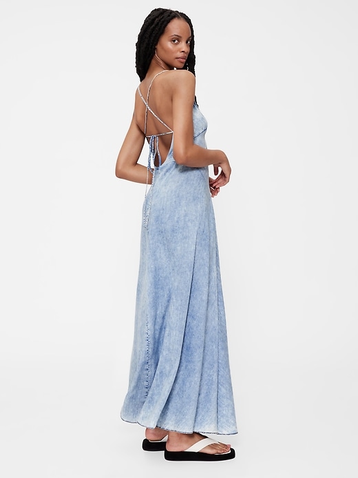 Image number 3 showing, GapStudio Draped Denim Slip Maxi Dress
