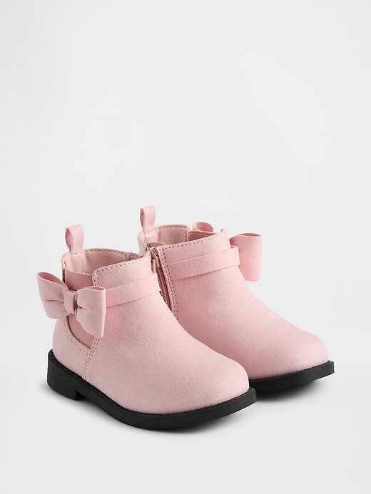 Image number 2 showing, Toddler Vegan Suede Bow Chelsea Boots