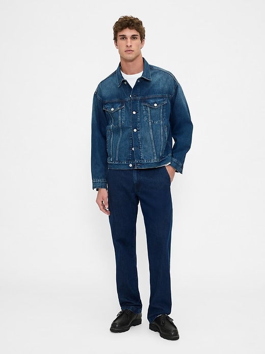 1 of 8 showing, with the color dark wash of product Straight Trouser Jeans