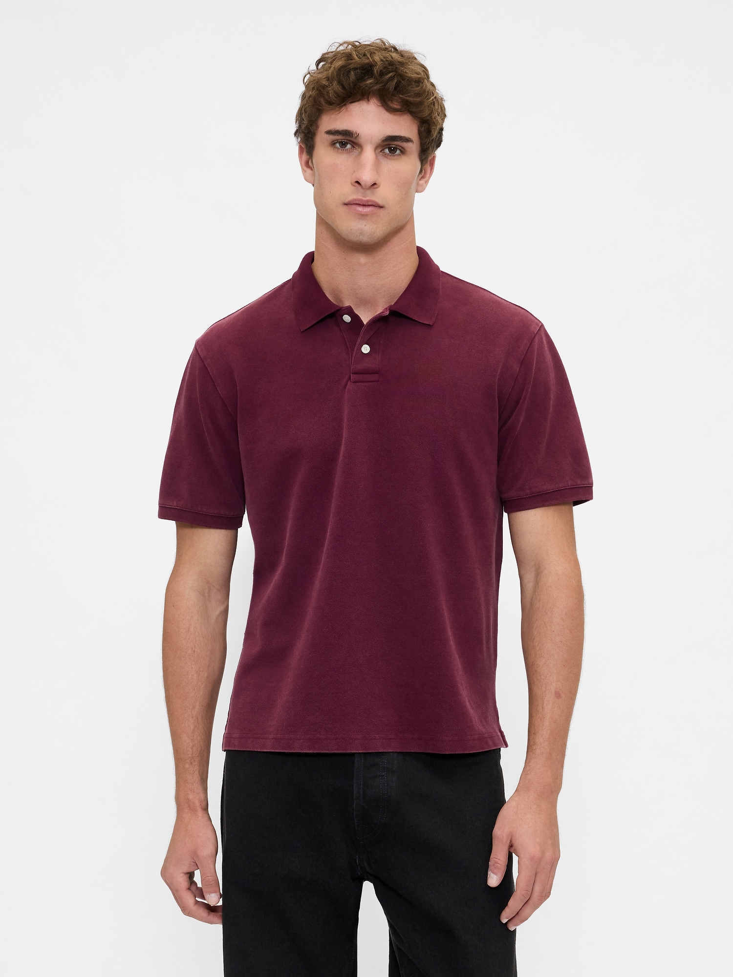 Relaxed Pique Polo Shirt - Red