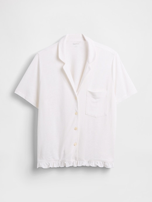 Image number 5 showing, Linen-Blend Ruffle PJ Shirt
