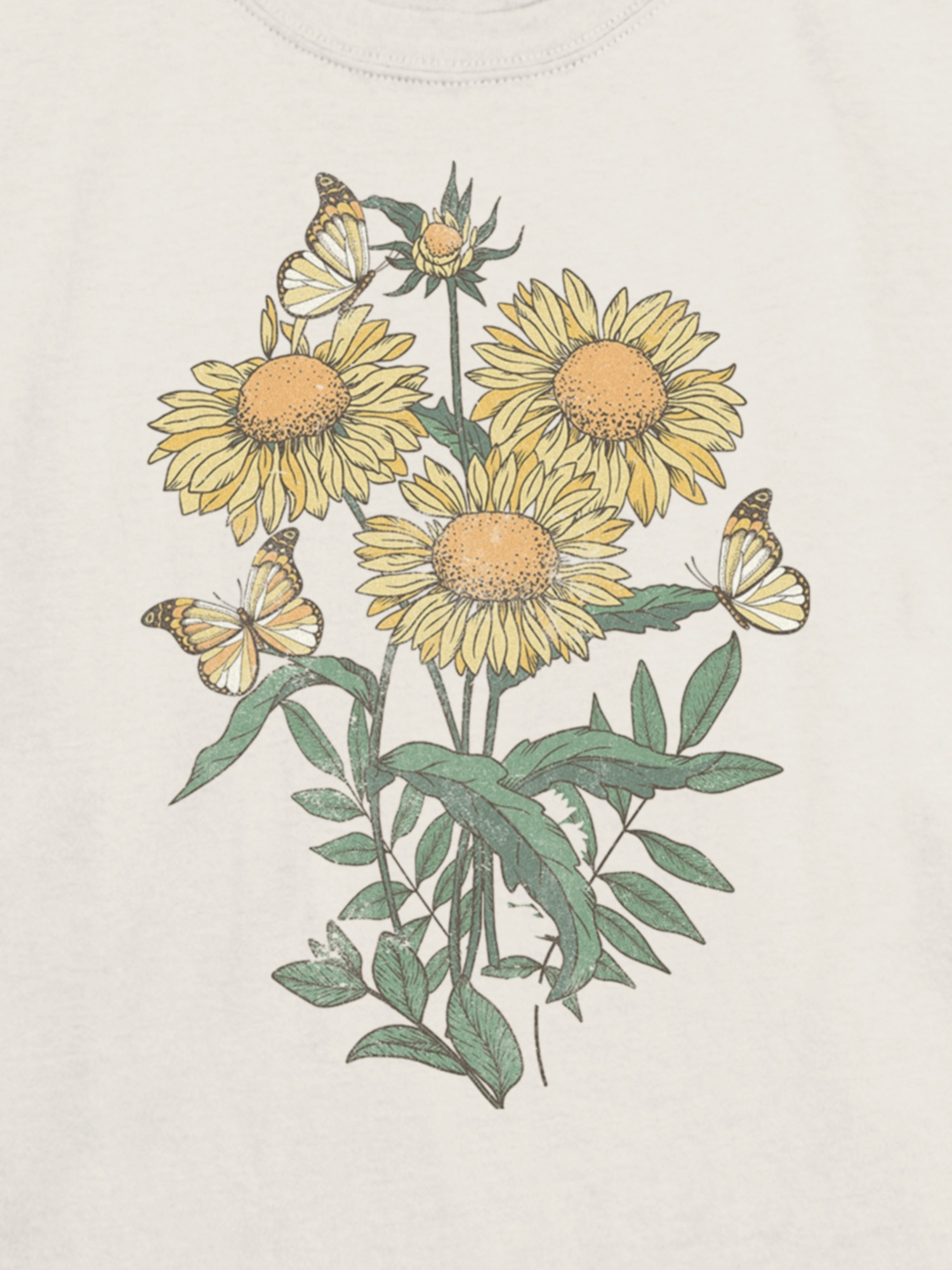 Детская футболка Gap Sunflowers Graphic, цвет: Молочный белый — фото 3