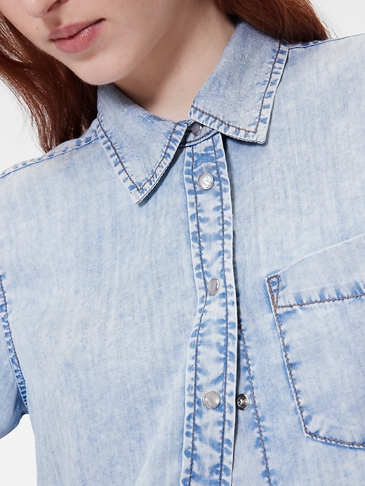 Image number 2 showing, GapStudio Draped Denim Crop Shirt