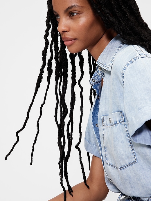 Image number 6 showing, GapStudio Draped Denim Romper