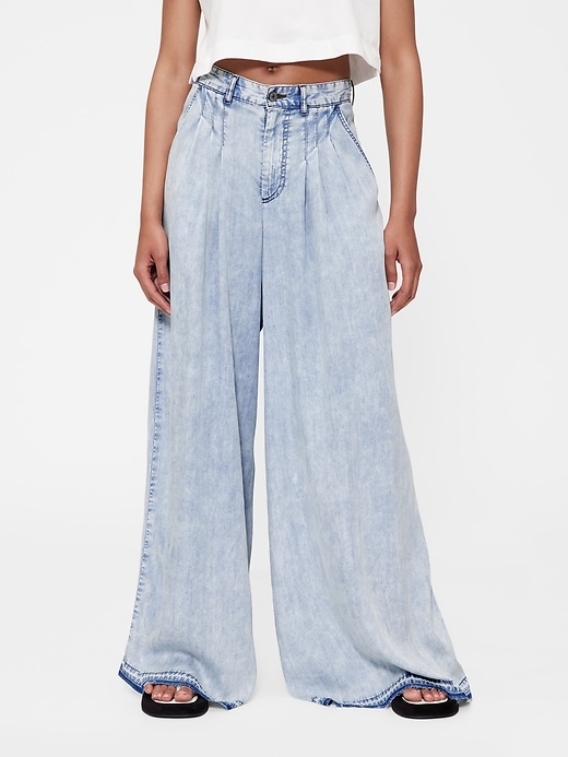 Image number 3 showing, GapStudio High Rise Draped Denim Trousers
