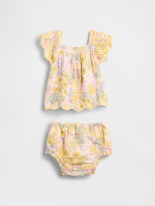Image number 2 showing, Baby Cotton Gauze Floral Outfit Set