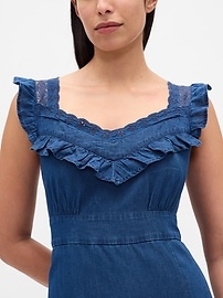 Indigo Ruffle-Trim Maxi Dress
