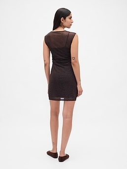 Mesh Mini Dress - Beige - View 14