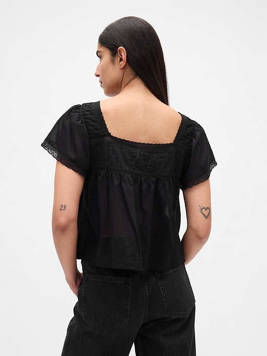 Image number 3 showing, Lace-Trim Square-Neck Top