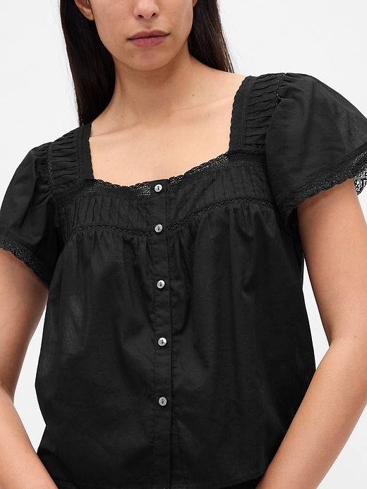 Image number 4 showing, Lace-Trim Square-Neck Top