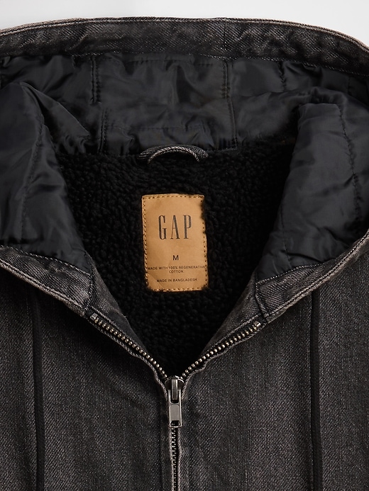 Image number 4 showing, UltraSoft Denim Sherpa-Lined Zip Hoodie