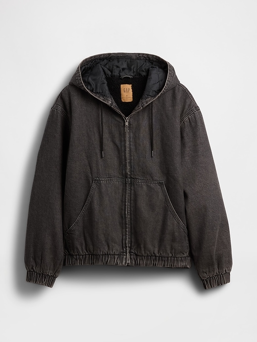 Image number 5 showing, UltraSoft Denim Sherpa-Lined Zip Hoodie