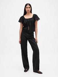 Lace-Trim Square-Neck Crop Top