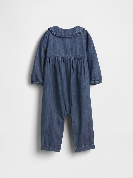 Image number 2 showing, Baby Denim Collared One-Piece