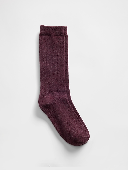 1 of 8 showing, with the color tuscan red of product CashSoft Crew Socks