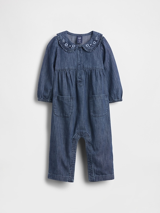Image number 1 showing, Baby Denim Collared One-Piece