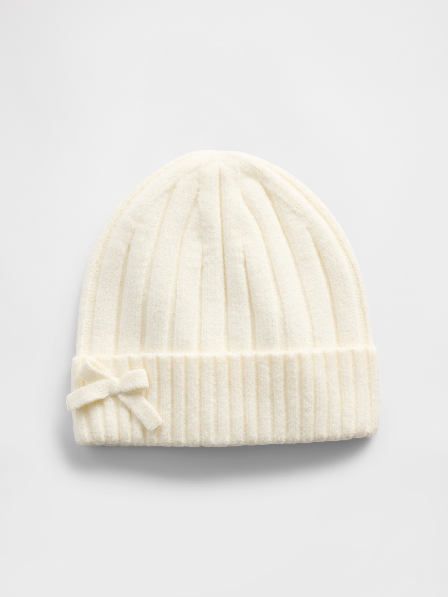 Kids CashSoft Bow Beanie - Ivory Frost