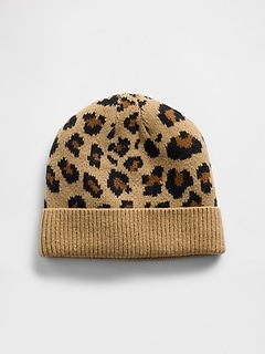 Kids CashSoft Leopard Beanie
