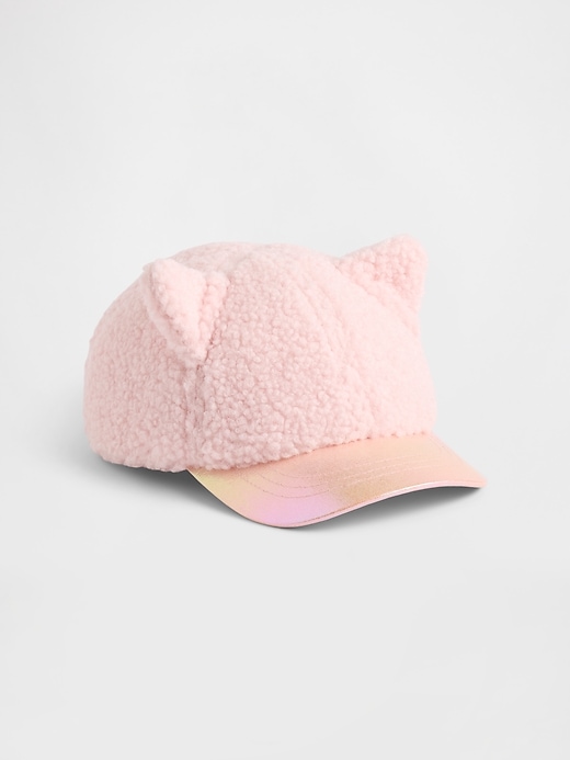 Image number 1 showing, Toddler Sherpa & Metallic Cat Baseball Hat