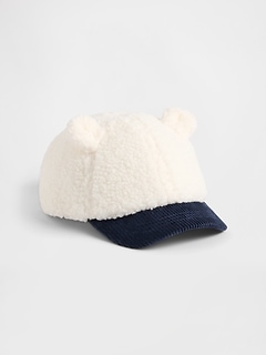 Toddler Sherpa & Corduroy Bear Baseball Hat