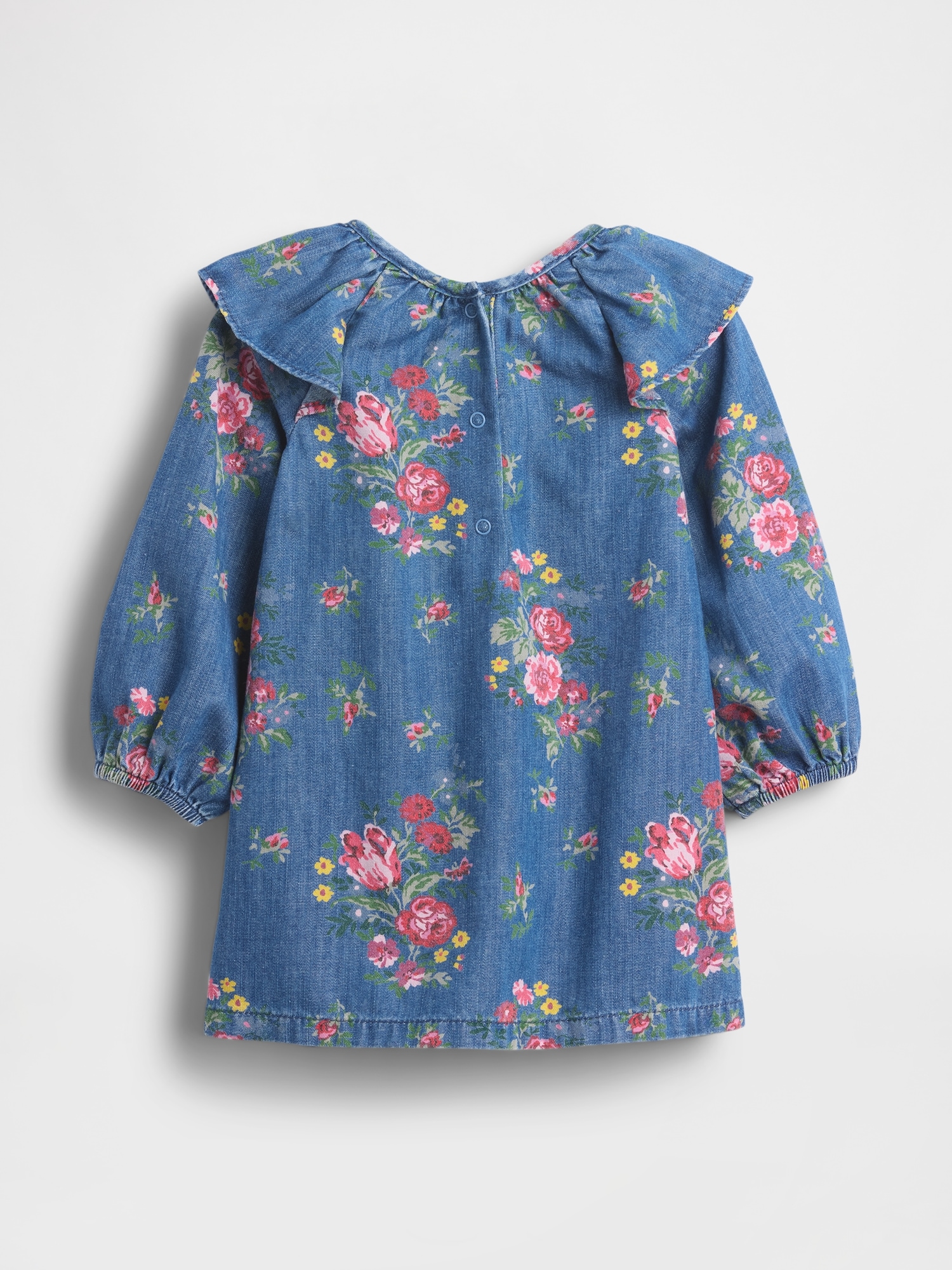 Baby Denim Ruffle Shoulder Dress