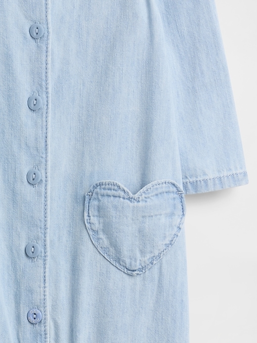 Image number 3 showing, Baby Denim Heart Pocket One-Piece